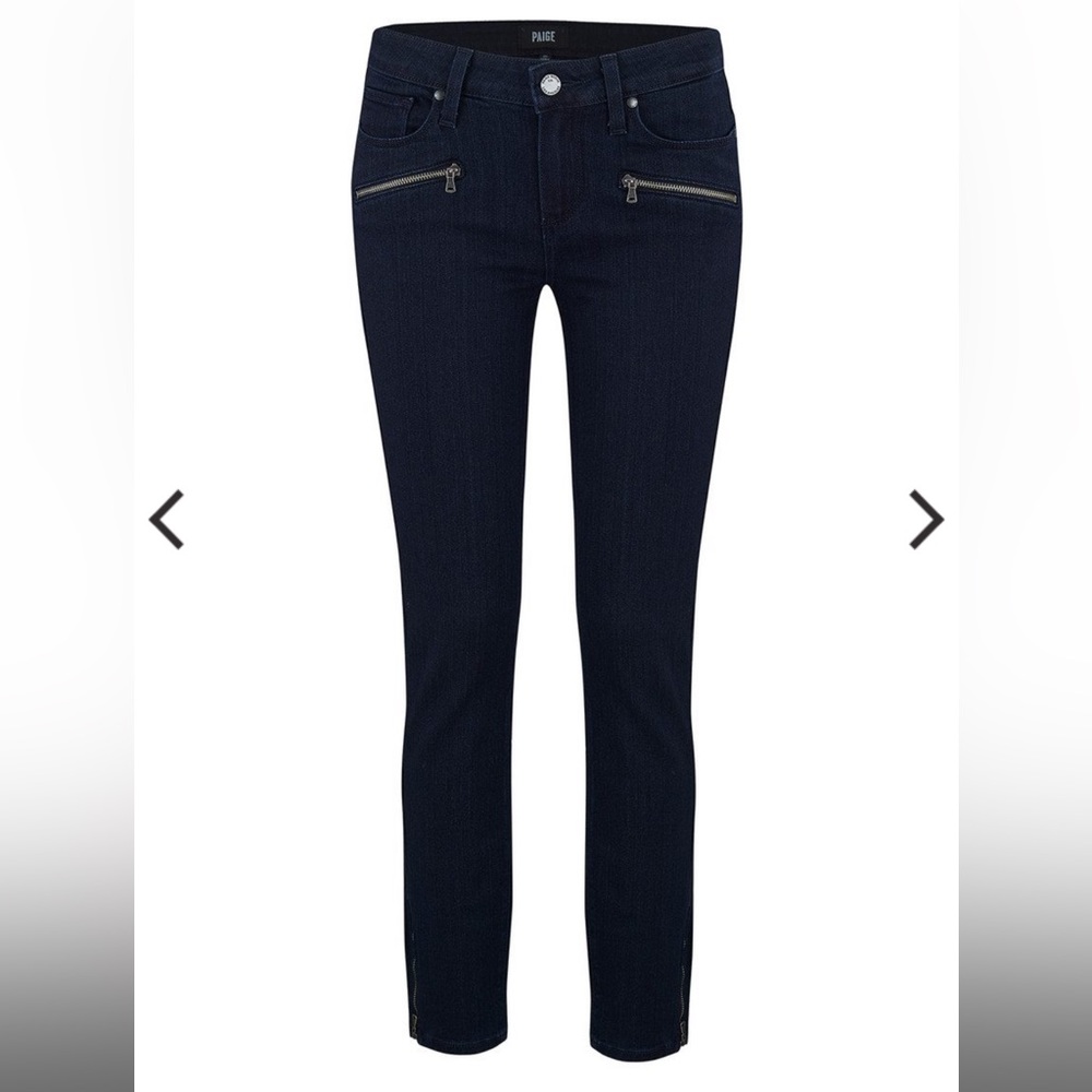 Paige Jeans Jane Zip Skinny Cropped Pants Navy